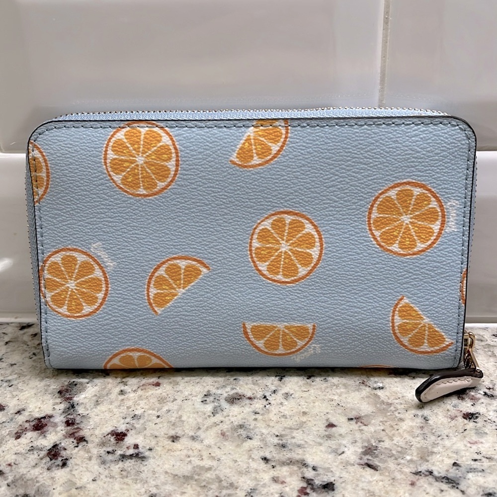 Coach Orange Summer Print Wallet EUC - Picture 4 of 10
